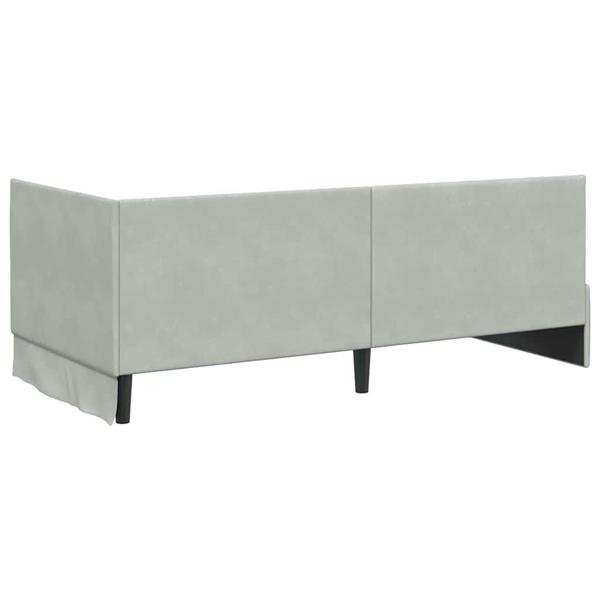 Grote foto vidaxl hoekbedframe met hoofdeinde lichtgrijs 90 x 190 cm fluweel antiek en kunst stoelen en banken