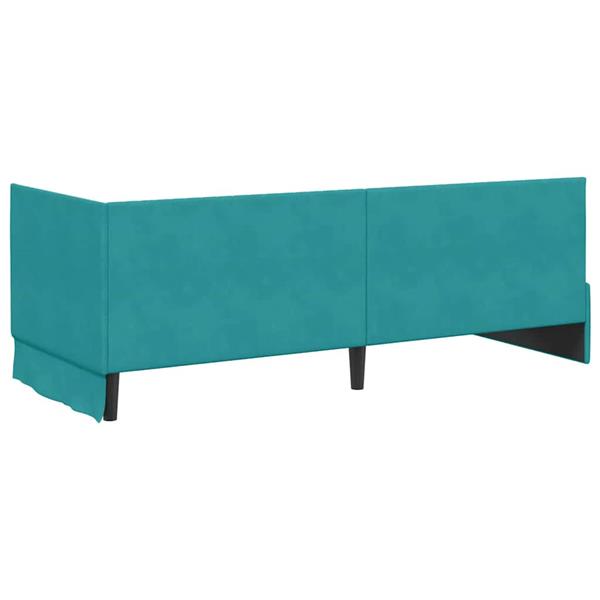 Grote foto vidaxl hoekbedframe met hoofdeinde turquoise 80 x 200 cm fluweel antiek en kunst stoelen en banken