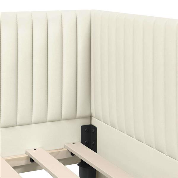 Grote foto vidaxl hoekbedframe met hoofdeinde cr me 80 x 200 cm fluweel antiek en kunst stoelen en banken