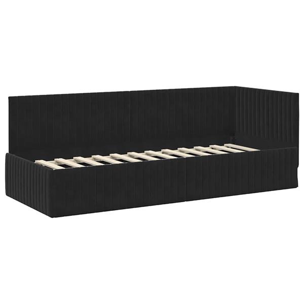 Grote foto vidaxl hoekbedframe met hoofdeinde zwart 80 x 200 cm fluweel antiek en kunst stoelen en banken