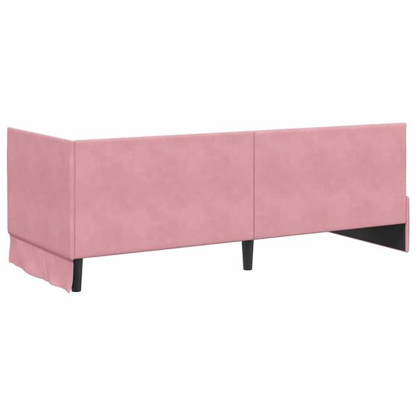 Grote foto vidaxl hoekbedframe met hoofdeinde roze 80 x 200 cm fluweel antiek en kunst stoelen en banken