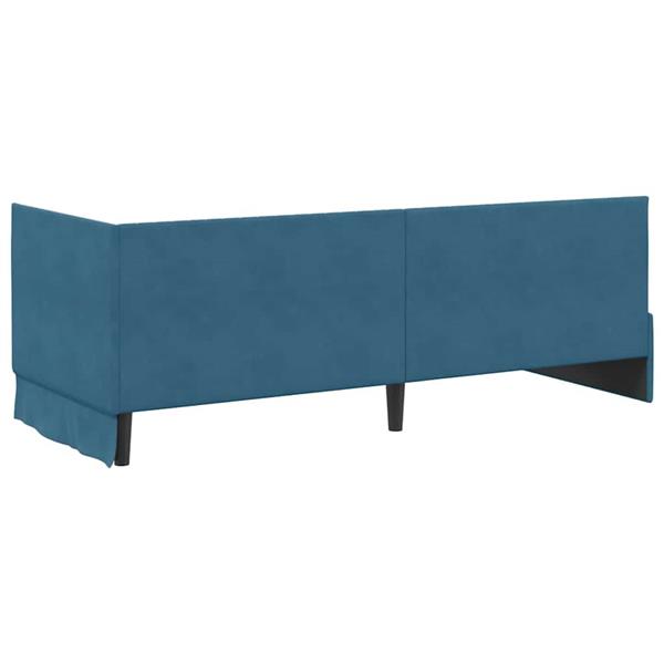 Grote foto vidaxl hoekbedframe met hoofdeinde blauw 80 x 200 cm fluweel antiek en kunst stoelen en banken