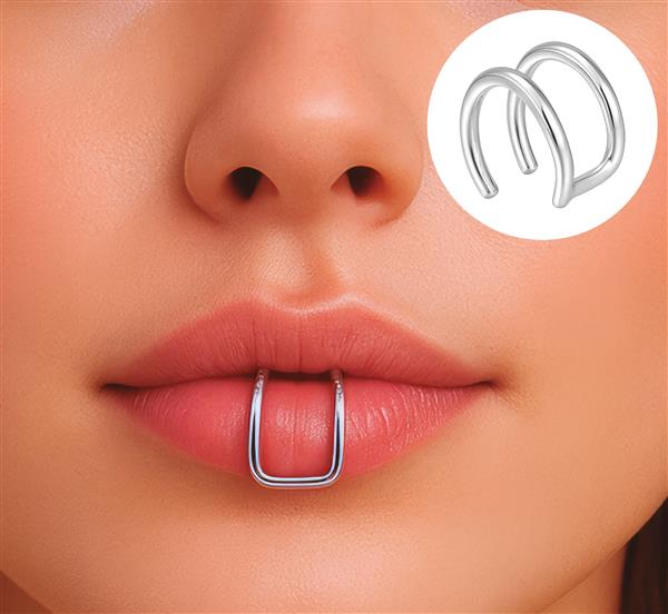 Grote foto neppe dubbele lip piercing zilver verzamelen overige verzamelingen