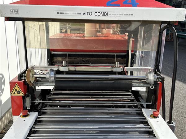 Grote foto vito combi krimpfolie verpakkingsmachine voor komkommers met etiketteermachine agrarisch tuinbouw