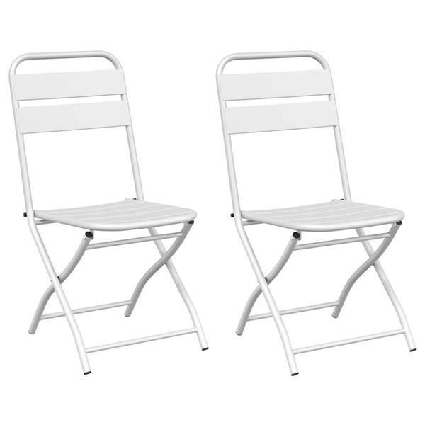 Grote foto vidaxl tuin opvouwbare stoel 2 pcs wit 55 x 56.5 x 91cm staal tuin en terras tuinmeubelen