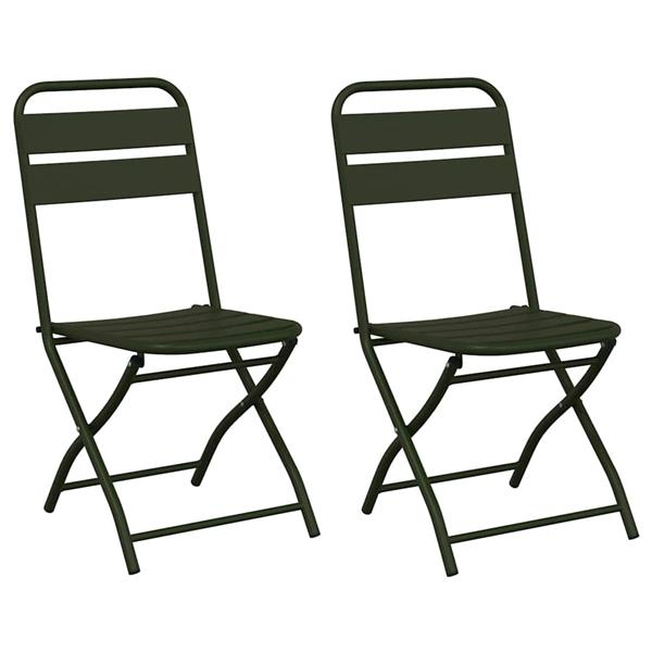 Grote foto vidaxl tuin opvouwbare stoel 2 pcs groen 55 x 56.5 x 91cm staal tuin en terras tuinmeubelen