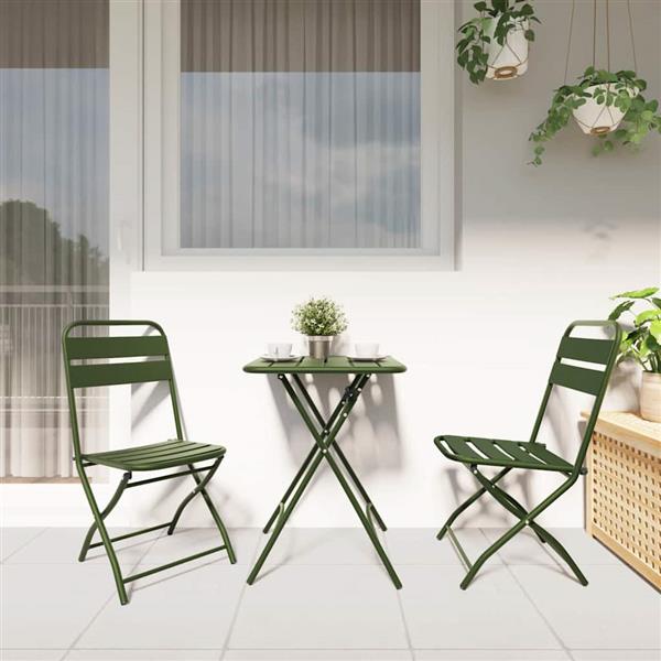 Grote foto vidaxl tuin opvouwbare stoel 2 pcs groen 55 x 56.5 x 91cm staal tuin en terras tuinmeubelen