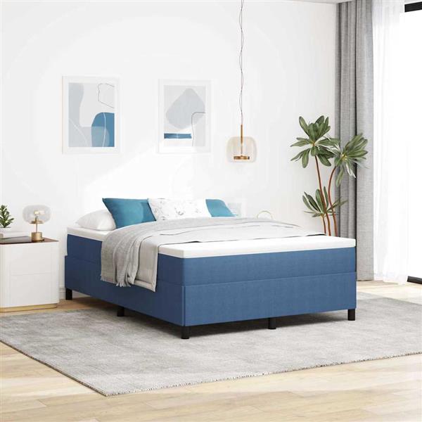 Grote foto vidaxl bedframe blauw 160 x 200 cm katoenen stof antiek en kunst stoelen en banken