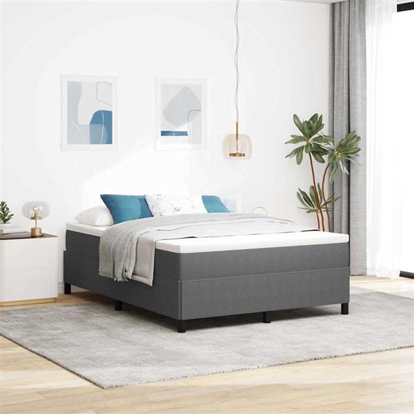 Grote foto vidaxl bedframe lichtgrijs 140 x 200 cm katoenen stof antiek en kunst stoelen en banken