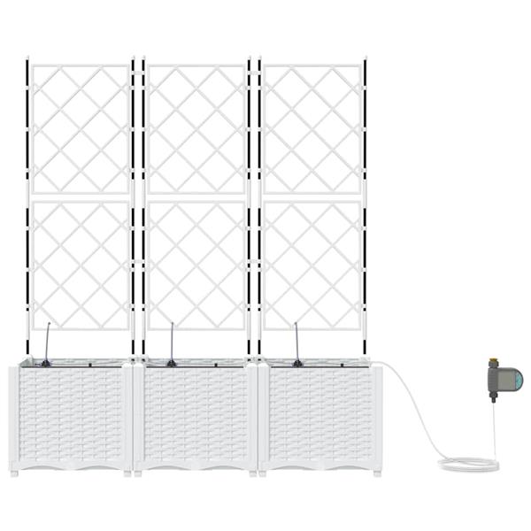 Grote foto vidaxl tuinplantbakken wit 120 x 40 x 142 cm staal tuin en terras overige tuin en terras