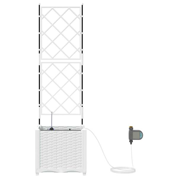 Grote foto vidaxl tuinplantbakken wit 40 x 40 x 142 cm staal tuin en terras overige tuin en terras