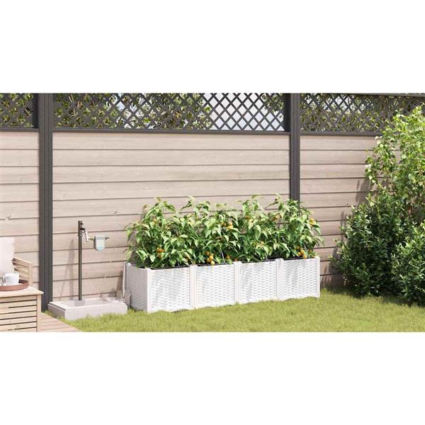 Grote foto vidaxl tuinplantbakken wit 160 x 40 x 37.5 cm staal tuin en terras overige tuin en terras