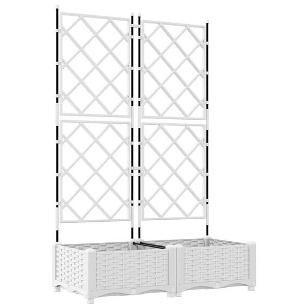 Grote foto vidaxl tuindruppel met trellis 2 pcs wit 80 x 40 x 125 5 cm pp tuin en terras overige tuin en terras