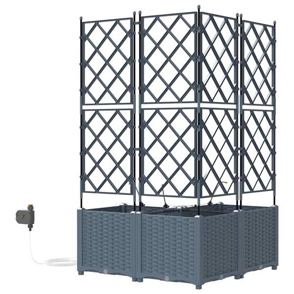 Grote foto vidaxl tuinplantbakken lichtgrijs 80 x 80 x 142 cm staal tuin en terras overige tuin en terras