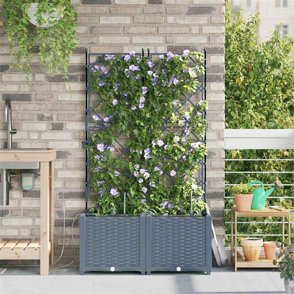 Grote foto vidaxl tuinplantbakken lichtgrijs 80 x 40 x 142 cm staal tuin en terras overige tuin en terras