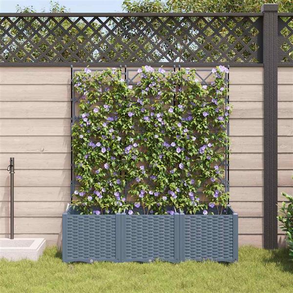 Grote foto vidaxl tuindruppel met trellis 3 pcs lichtgrijs 120 x 40 x 143 cm pp tuin en terras overige tuin en terras