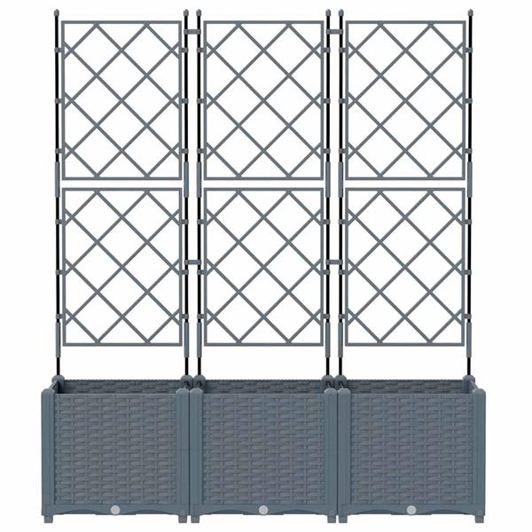 Grote foto vidaxl tuindruppel met trellis 3 pcs lichtgrijs 120 x 40 x 143 cm pp tuin en terras overige tuin en terras