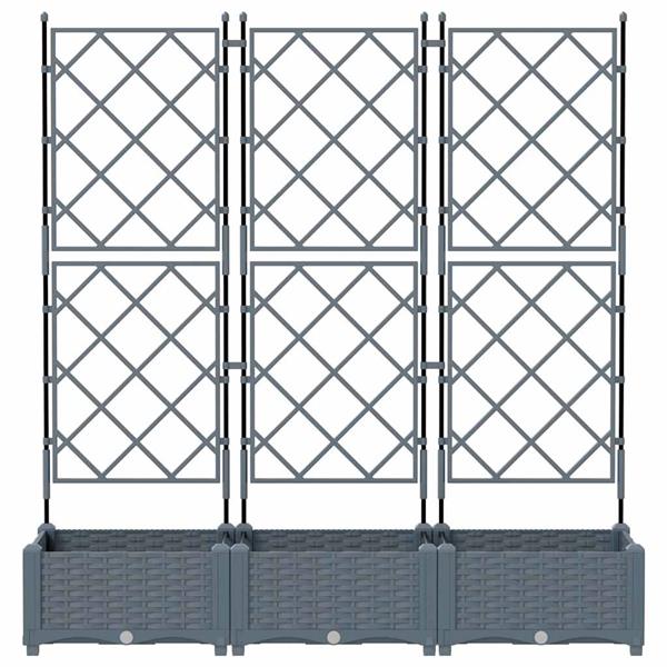 Grote foto vidaxl tuindruppel met trellis 3 pcs lichtgrijs 120 x 40 x 125 5 cm pp tuin en terras overige tuin en terras