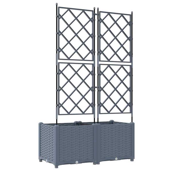 Grote foto vidaxl tuindruppel met trellis 2 pcs lichtgrijs 80 x 40 x 143 cm pp tuin en terras overige tuin en terras