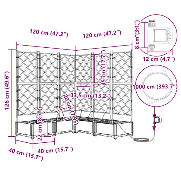 Grote foto vidaxl tuinplantbakken grijs 120 x 120 x 126 cm staal tuin en terras overige tuin en terras
