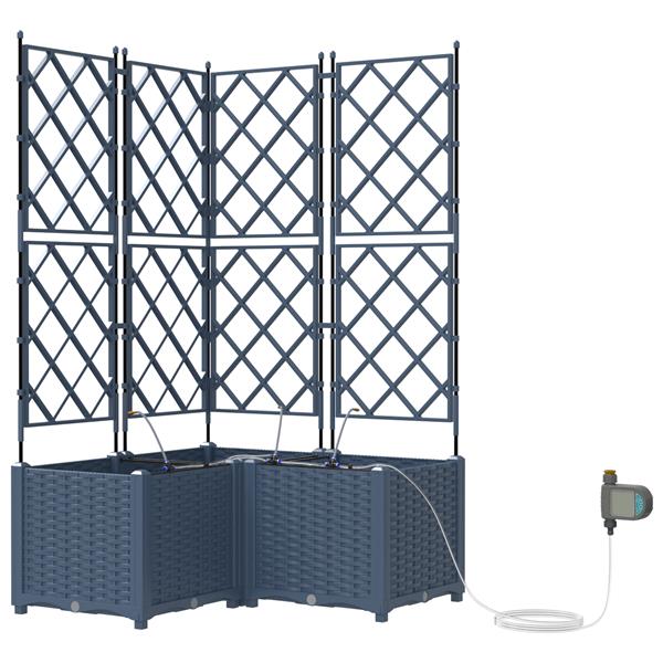 Grote foto vidaxl tuinplantbakken grijs 80 x 80 x 142 cm staal tuin en terras overige tuin en terras