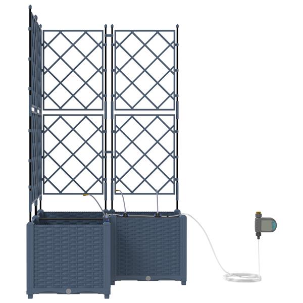 Grote foto vidaxl tuinplantbakken grijs 80 x 80 x 142 cm staal tuin en terras overige tuin en terras