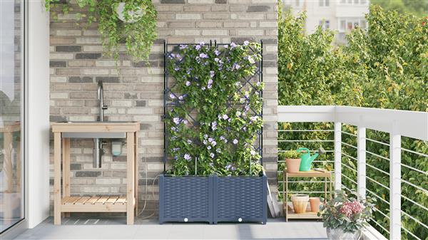 Grote foto vidaxl tuinplantbakken grijs 80 x 40 x 142 cm staal tuin en terras overige tuin en terras