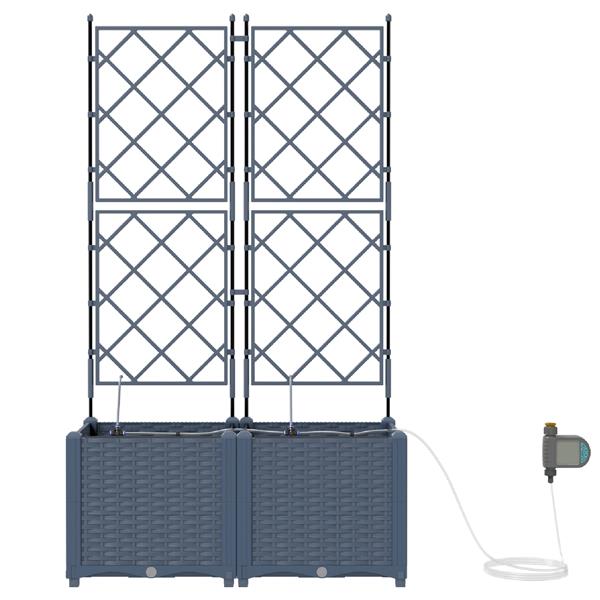 Grote foto vidaxl tuinplantbakken grijs 80 x 40 x 142 cm staal tuin en terras overige tuin en terras