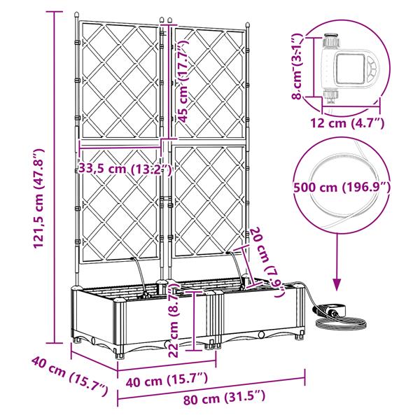 Grote foto vidaxl tuinplantbakken grijs 80 x 40 x 126 cm staal tuin en terras overige tuin en terras