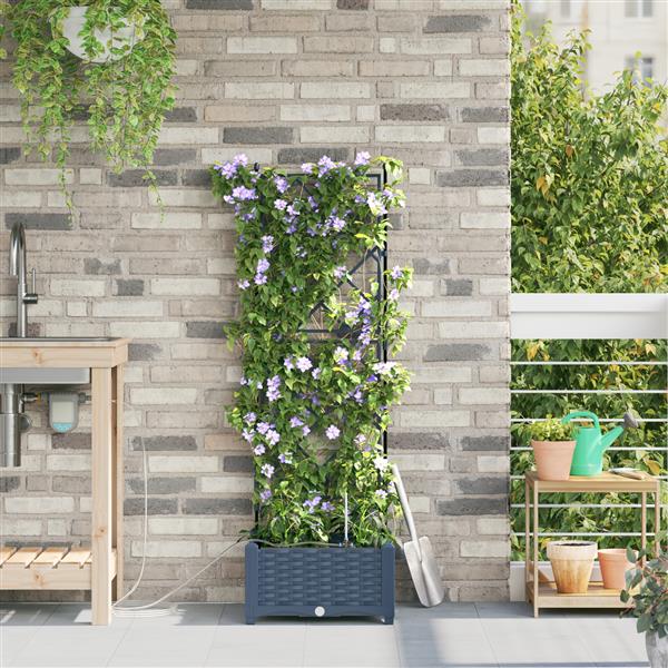 Grote foto vidaxl tuinplantbakken grijs 40 x 40 x 126 cm staal tuin en terras overige tuin en terras