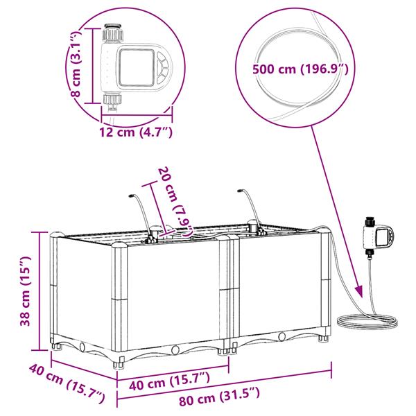 Grote foto vidaxl tuinplantbakken grijs 80 x 40 x 37.5 cm staal tuin en terras overige tuin en terras