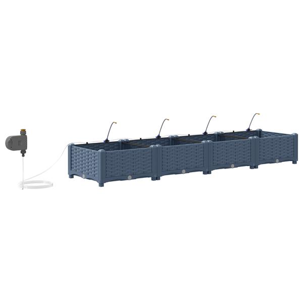 Grote foto vidaxl tuinplantbakken grijs 160 x 40 x 22 cm staal tuin en terras overige tuin en terras