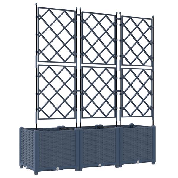 Grote foto vidaxl tuindruppel met trellis 3 pcs grijs 120 x 40 x 143 cm pp tuin en terras overige tuin en terras