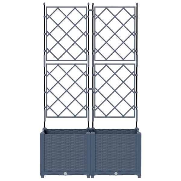 Grote foto vidaxl tuindruppel met trellis 2 pcs grijs 80 x 40 x 143 cm pp tuin en terras overige tuin en terras