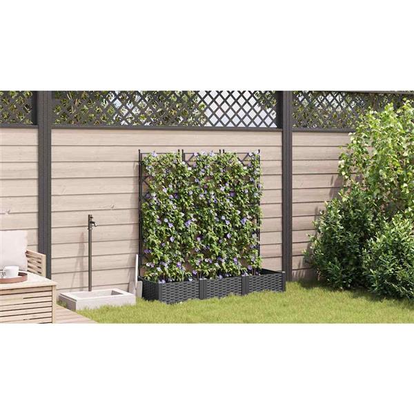 Grote foto vidaxl tuindruppel met trellis 3 pcs zwart 120 x 40 x 125 5 cm pp tuin en terras overige tuin en terras