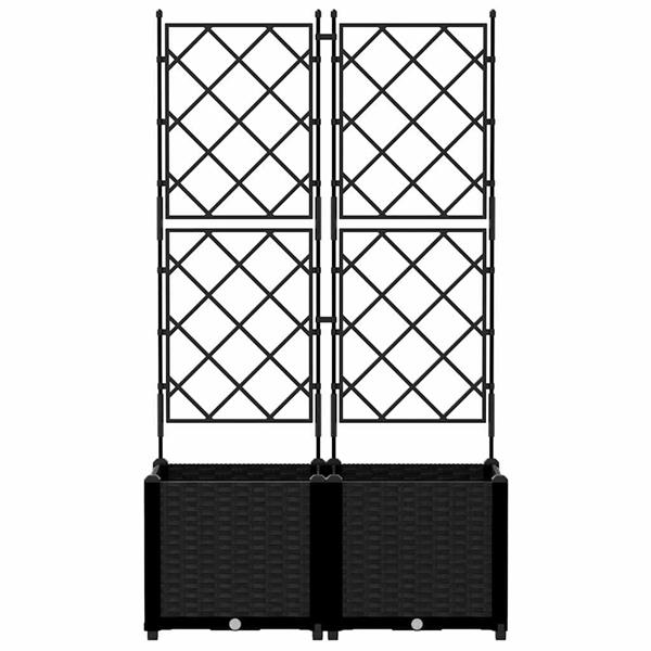 Grote foto vidaxl tuindruppel met trellis 2 pcs zwart 80 x 40 x 143 cm pp tuin en terras overige tuin en terras