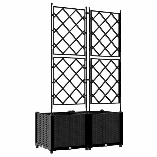Grote foto vidaxl tuindruppel met trellis 2 pcs zwart 80 x 40 x 143 cm pp tuin en terras overige tuin en terras