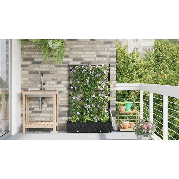 Grote foto vidaxl tuindruppel met trellis 2 pcs zwart 80 x 40 x 125 5 cm pp tuin en terras overige tuin en terras