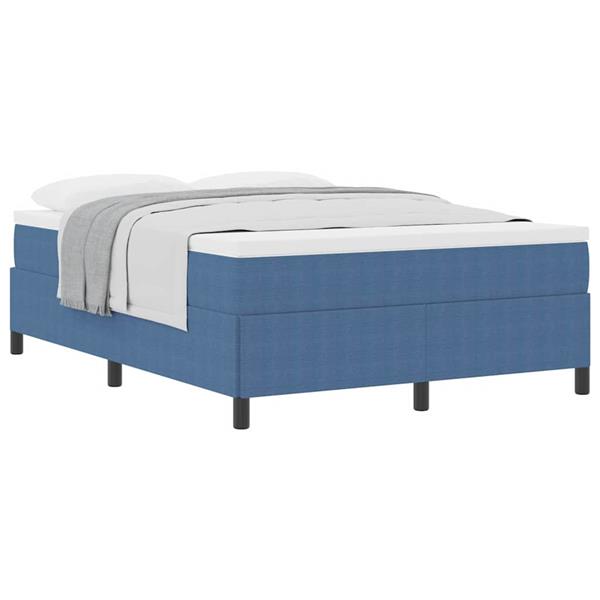 Grote foto vidaxl bedframe blauw 160 x 200 cm katoenen stof antiek en kunst stoelen en banken