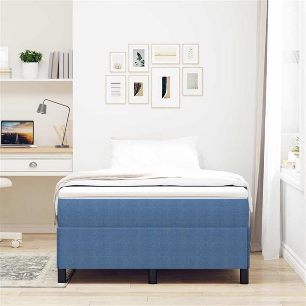 Grote foto vidaxl bedframe blauw 120 x 190 cm katoenen stof antiek en kunst stoelen en banken