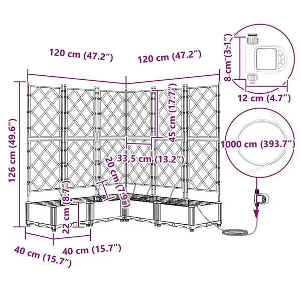Grote foto vidaxl tuinplantbakken wit 120 x 120 x 126 cm staal tuin en terras overige tuin en terras