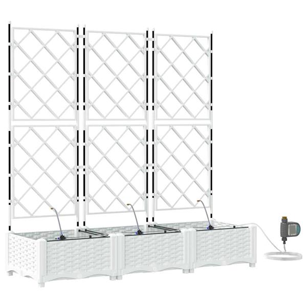 Grote foto vidaxl tuinplantbakken wit 120 x 40 x 126 cm staal tuin en terras overige tuin en terras