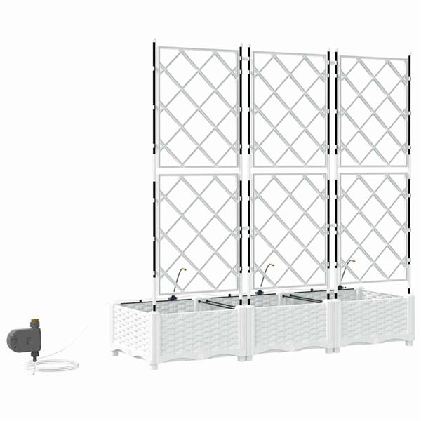 Grote foto vidaxl tuinplantbakken wit 120 x 40 x 126 cm staal tuin en terras overige tuin en terras