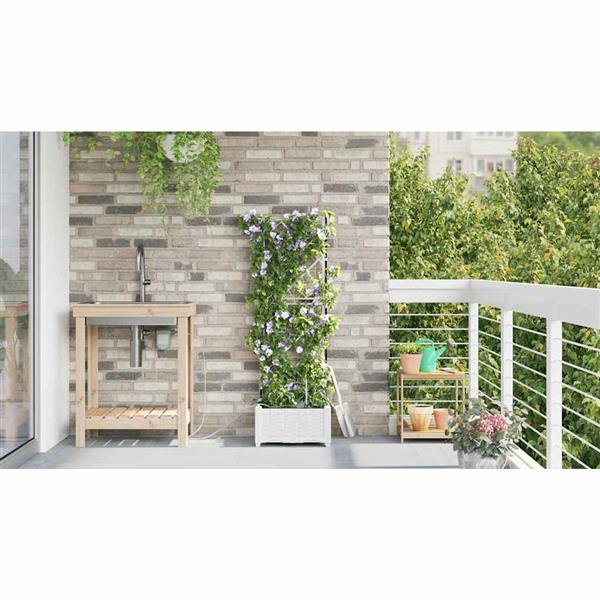Grote foto vidaxl tuinplantbakken wit 40 x 40 x 126 cm staal tuin en terras overige tuin en terras