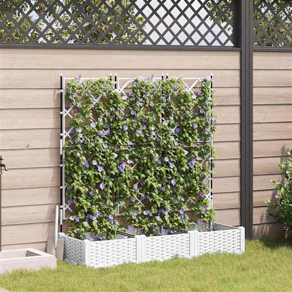 Grote foto vidaxl tuindruppel met trellis 3 pcs wit 120 x 40 x 125 5 cm pp tuin en terras overige tuin en terras