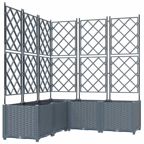 Grote foto vidaxl tuindruppel met trellis 5 pcs lichtgrijs 120 x 120 x 143 cm pp tuin en terras overige tuin en terras