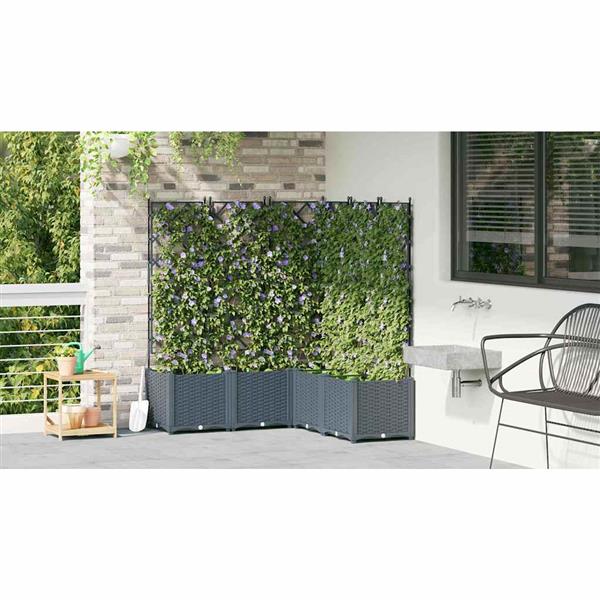 Grote foto vidaxl tuindruppel met trellis 5 pcs lichtgrijs 120 x 120 x 143 cm pp tuin en terras overige tuin en terras