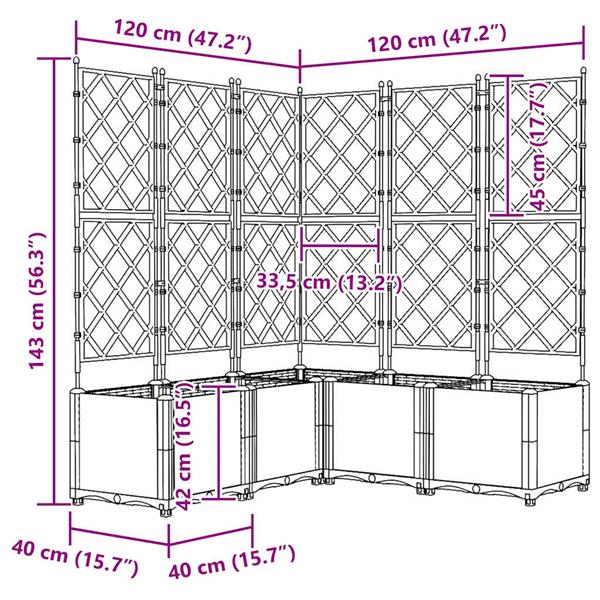 Grote foto vidaxl tuindruppel met trellis 5 pcs lichtgrijs 120 x 120 x 143 cm pp tuin en terras overige tuin en terras