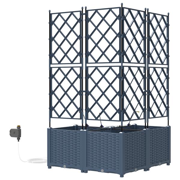 Grote foto vidaxl tuinplantbakken grijs 80 x 80 x 142 cm staal tuin en terras overige tuin en terras