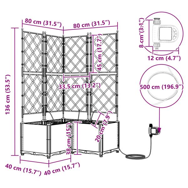 Grote foto vidaxl tuinplantbakken grijs 80 x 80 x 142 cm staal tuin en terras overige tuin en terras